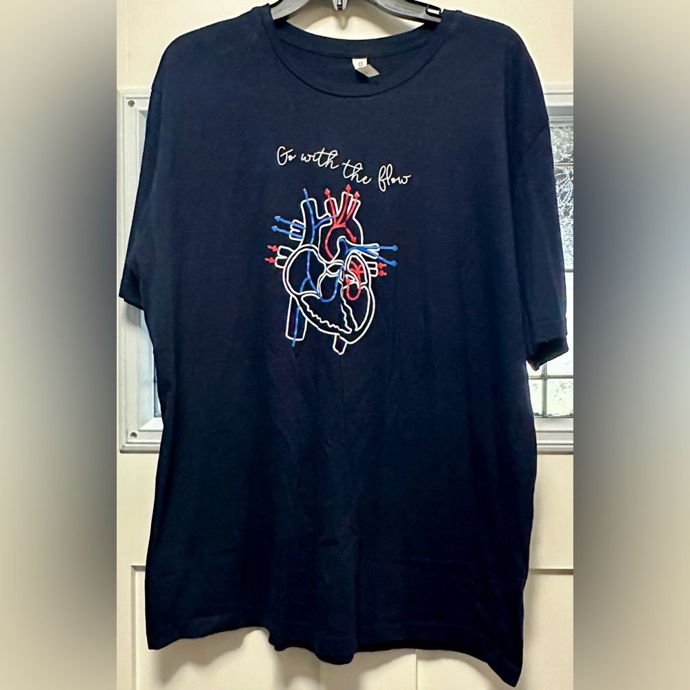 Go With The Flow Cardiac Nurse Shirt Anatomic Heart (401)